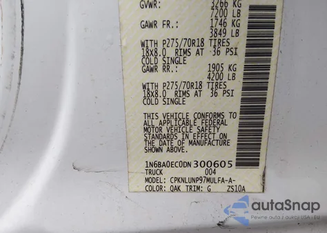 2013 Nissan Titan Pro-4X из США, поврежденный, VIN 1N6BA0EC0DN300605